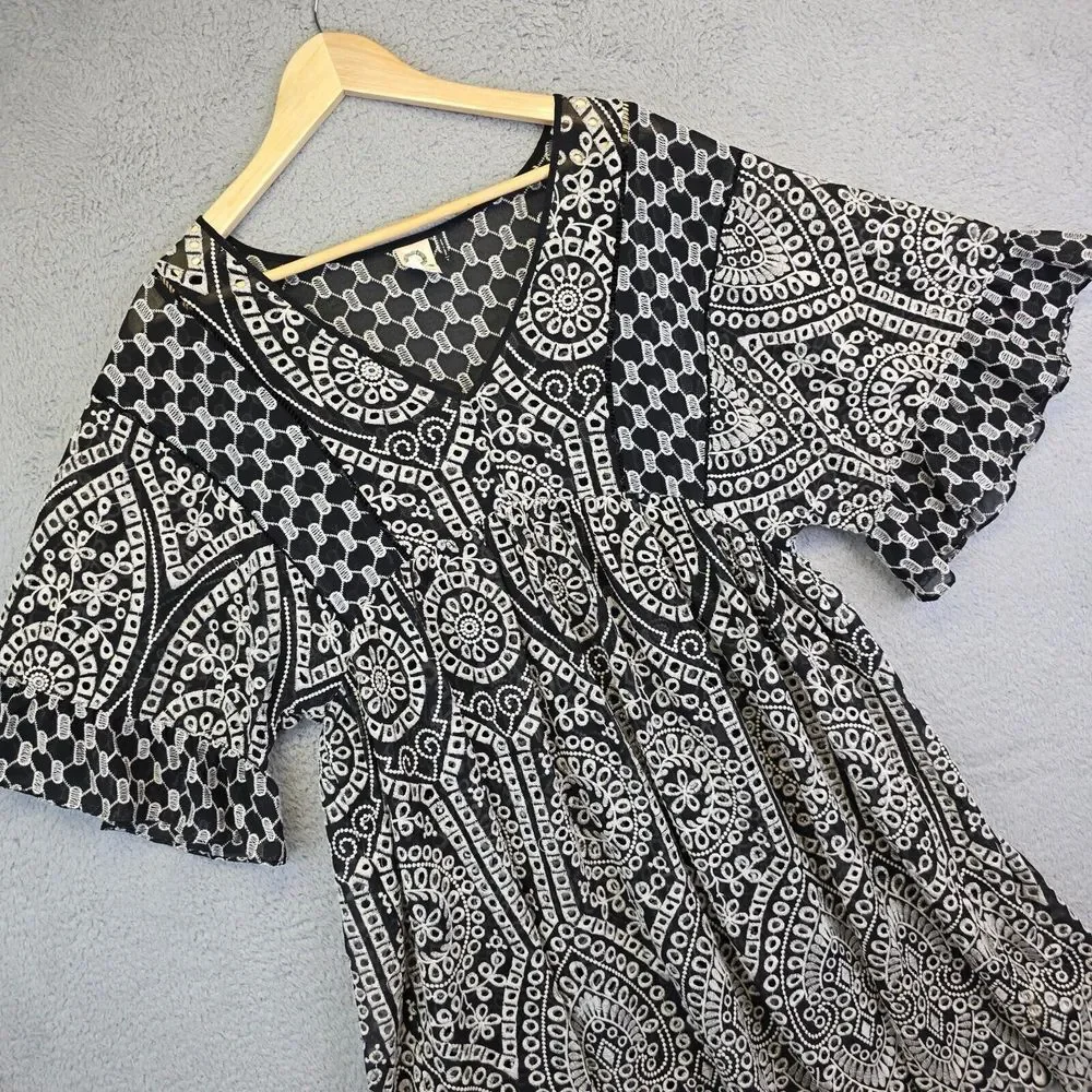 Anthropologie Akemi + Ki Dress Women 6 Brooke Embroided Eyelet‎ Boho Oversized
